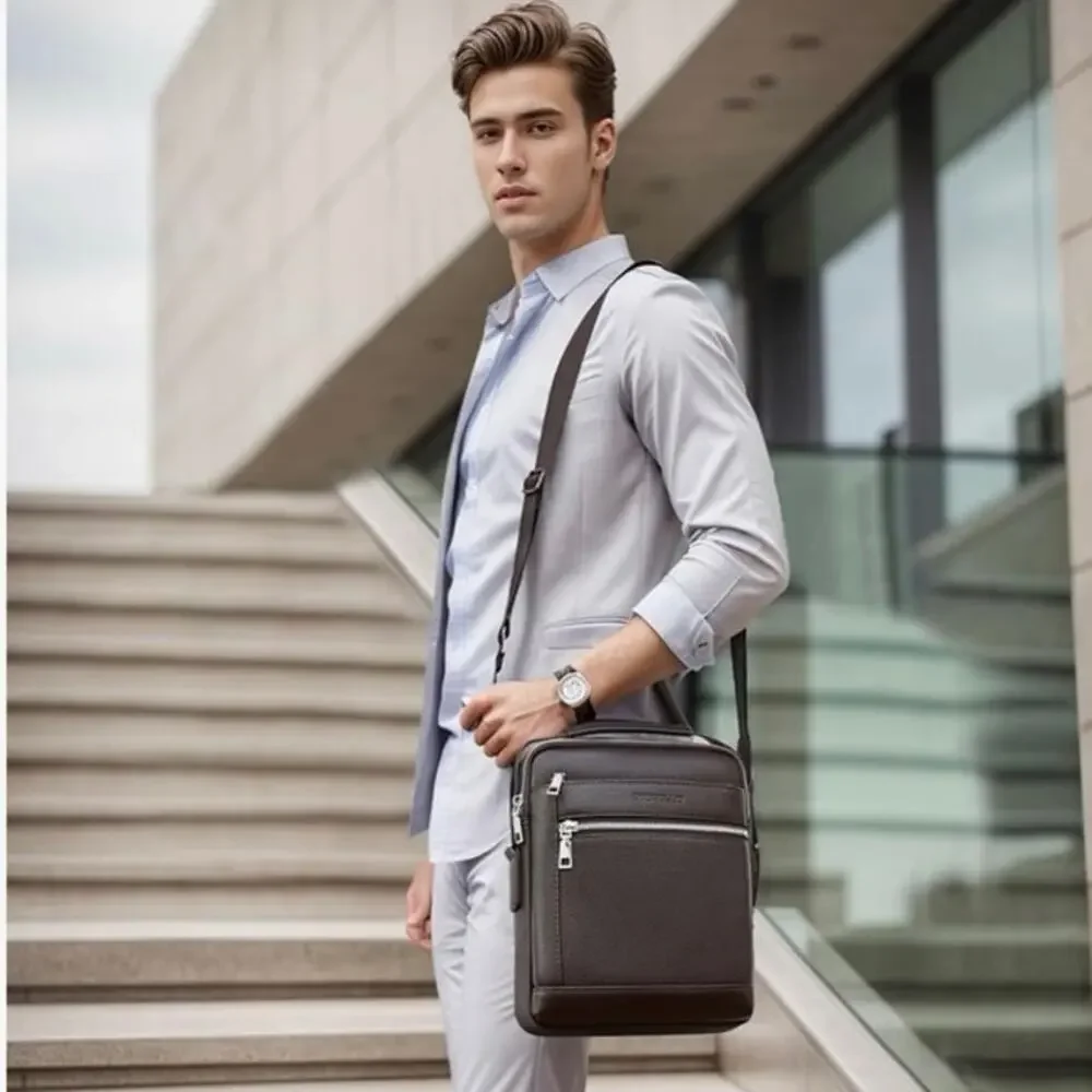 NEW WIWSI Brown PU Leather Men’s‎ Crossbody Messenger Shoulder Sling Bag
